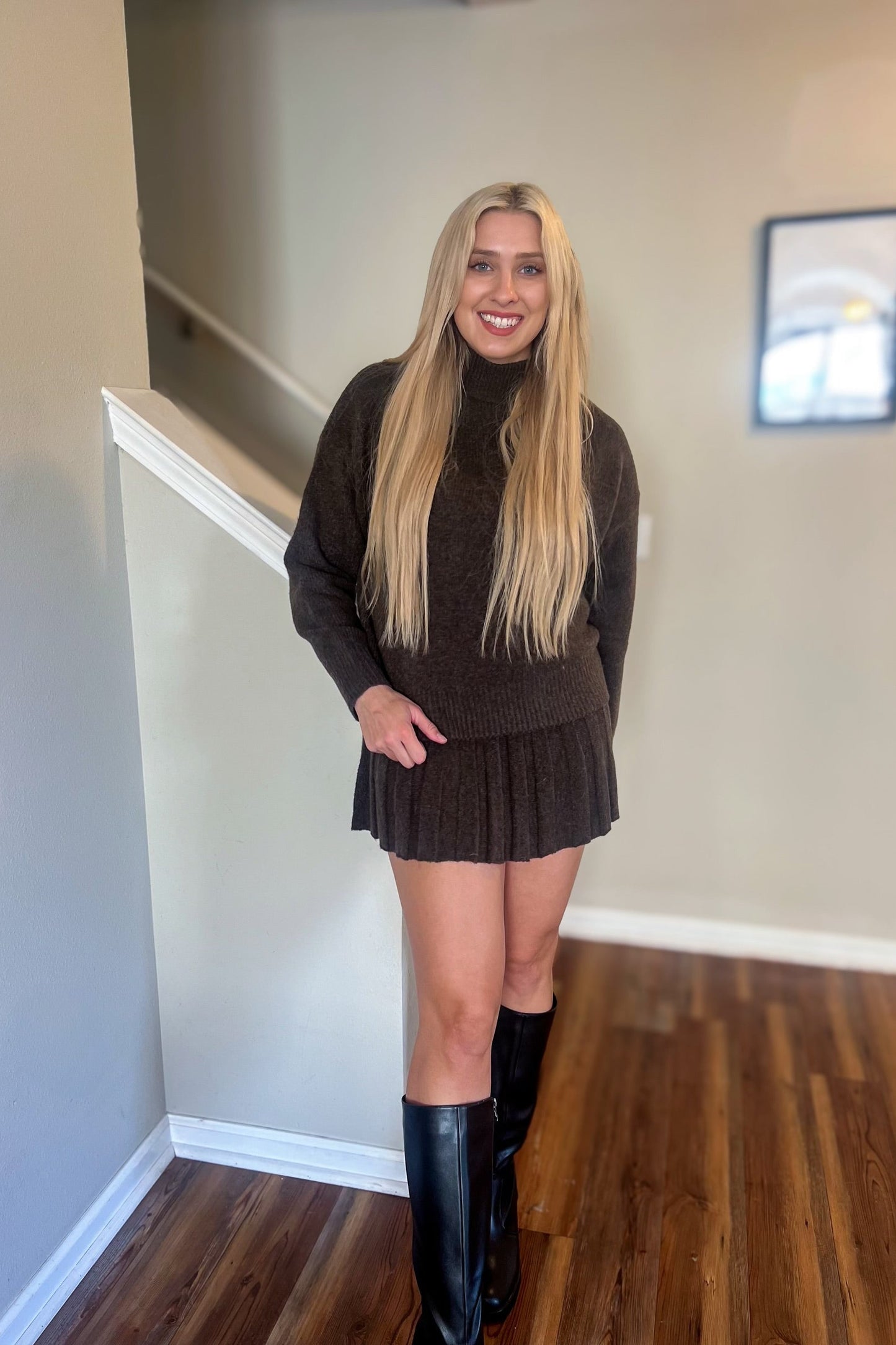 Pumpkin Cream Knit Skirt