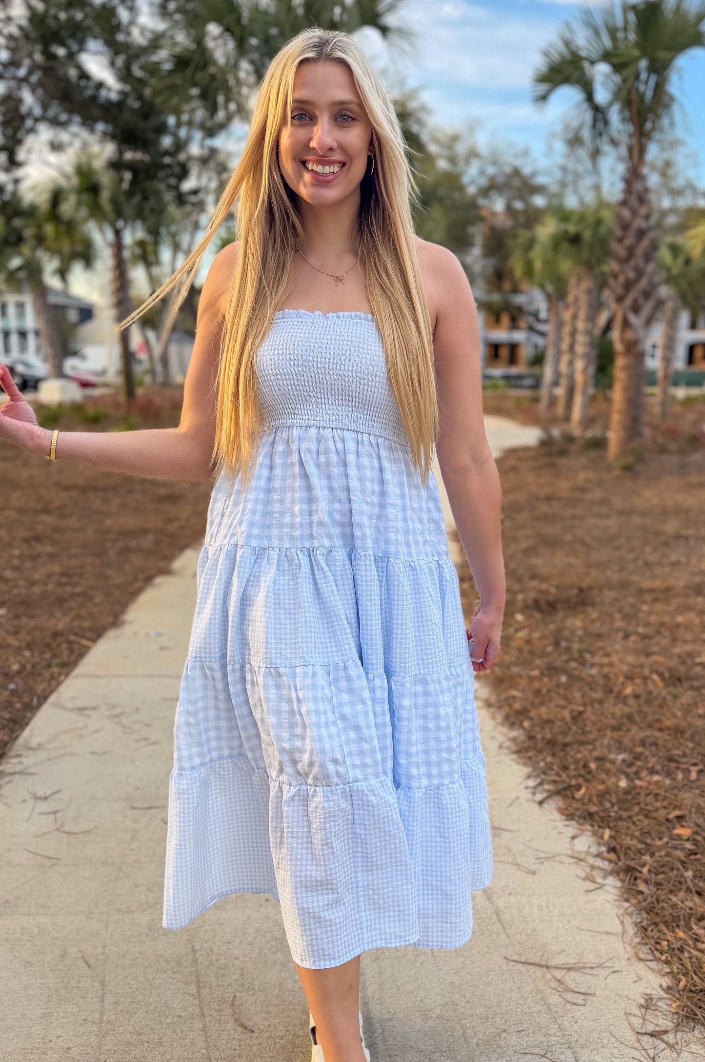 Seaside Picnic Midi Dress