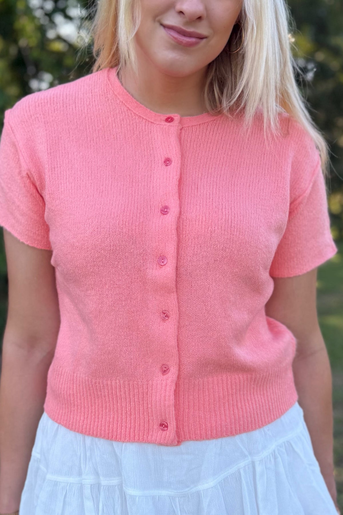 Peach Bellini Short Sleeve Cardigan