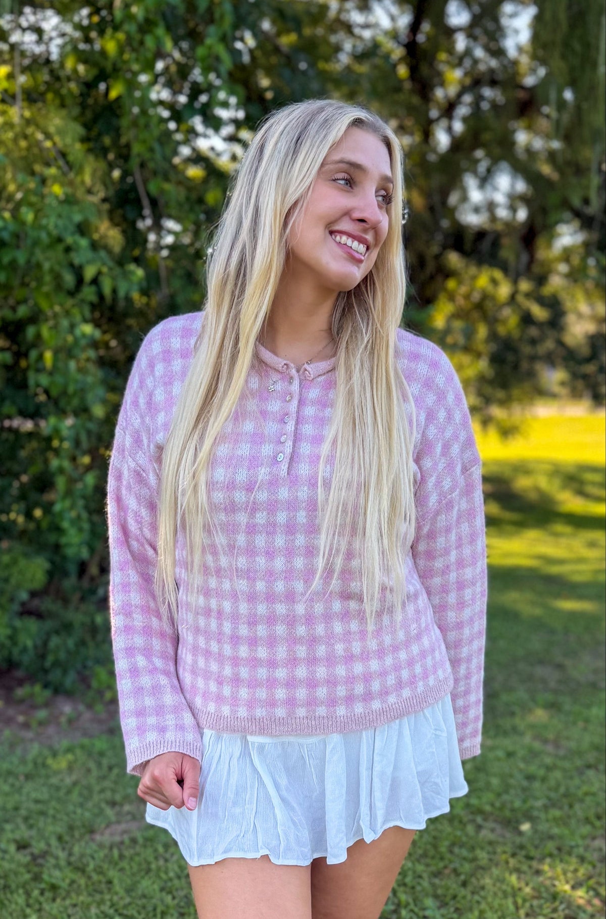 Strawberry Milk Gingham Sweater