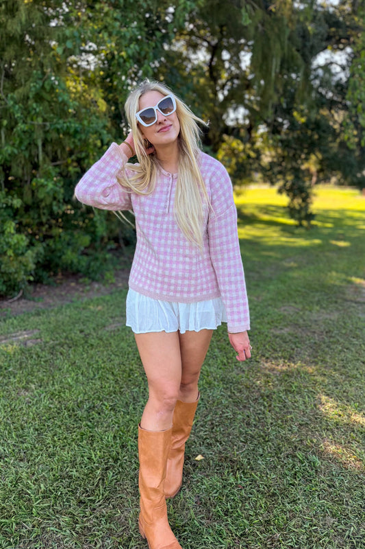 Strawberry Milk Gingham Sweater
