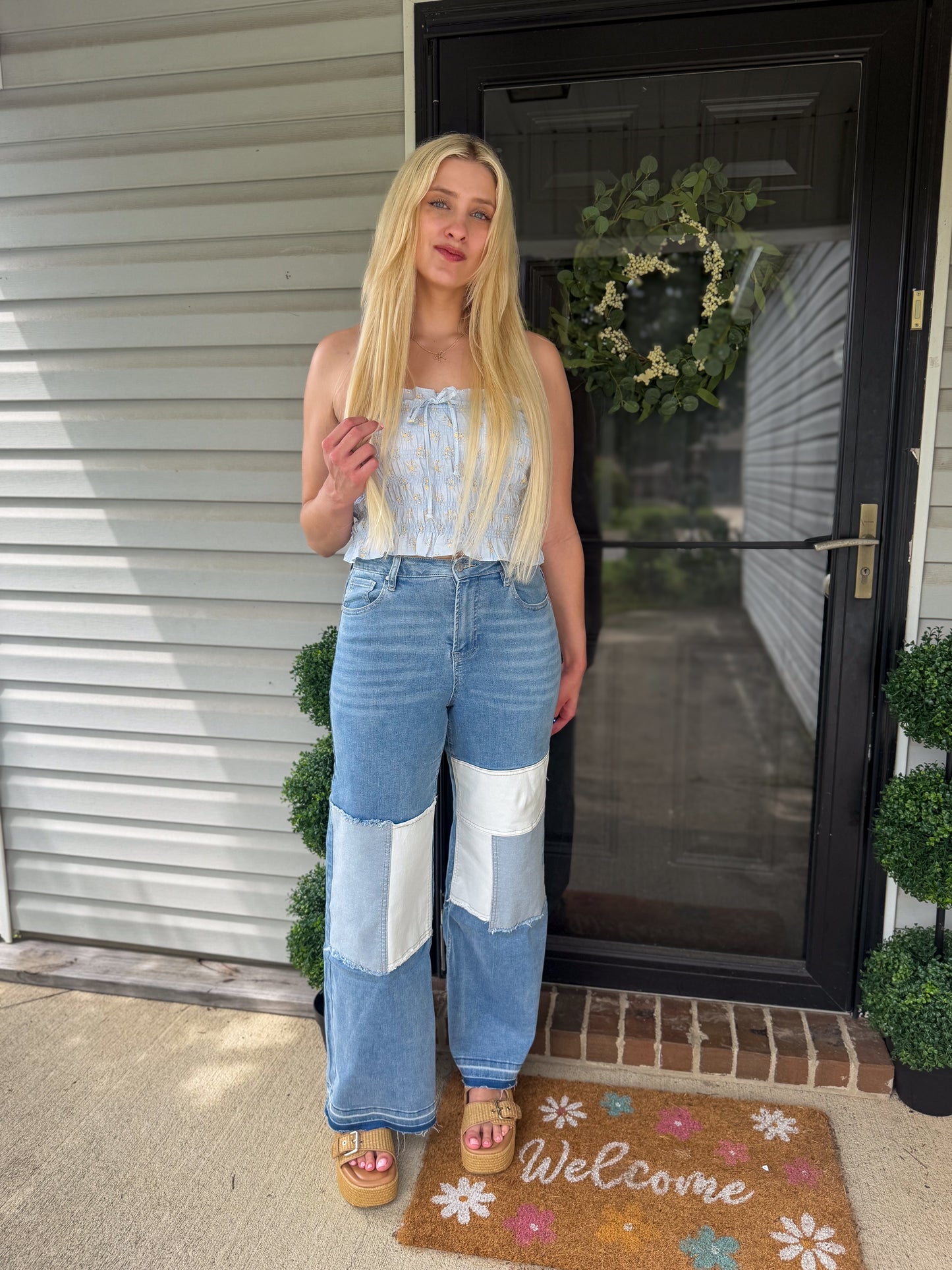Patchwork Coast Wide Leg Jeans