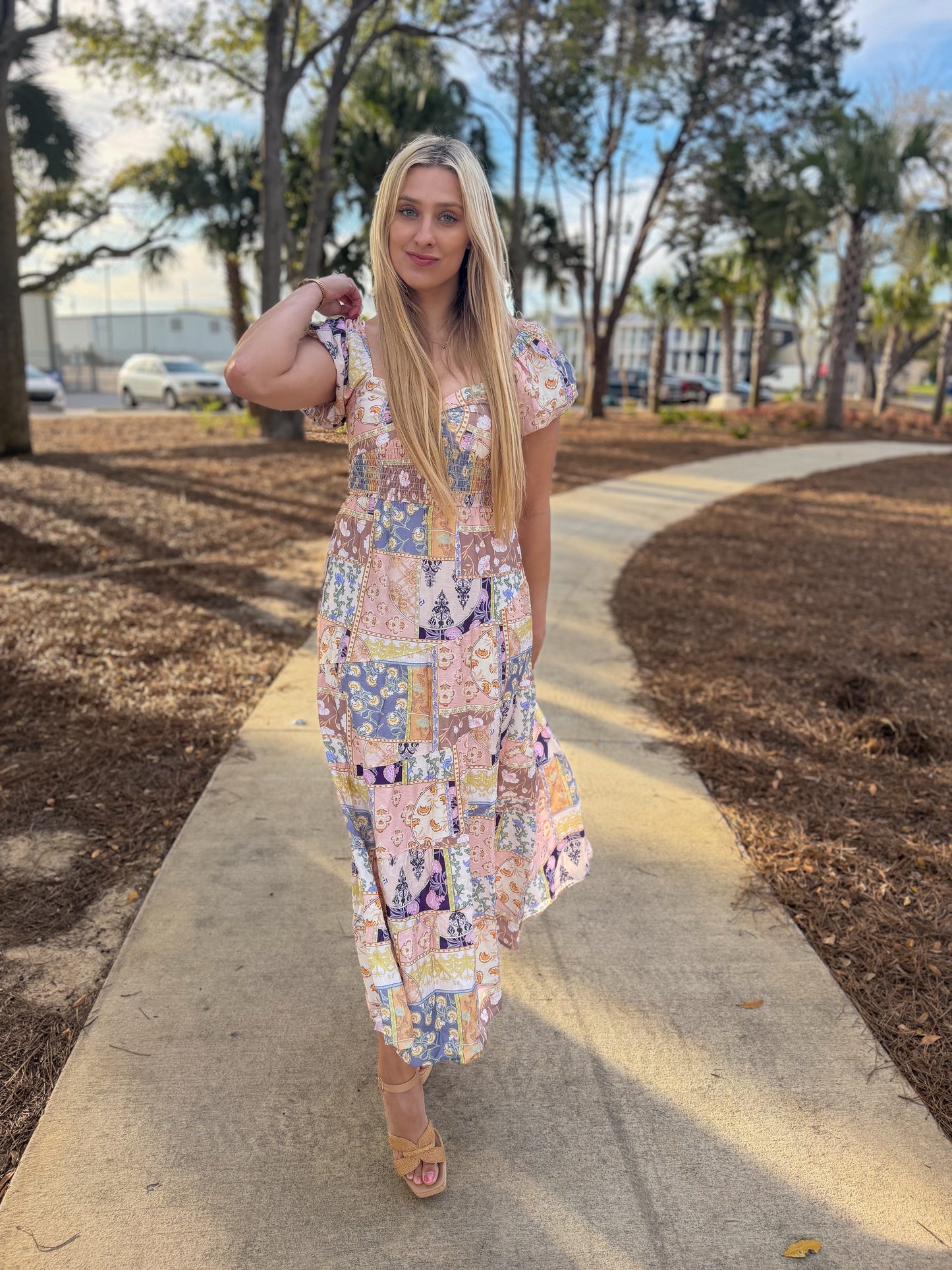 Vintage Bloom Midi Dress