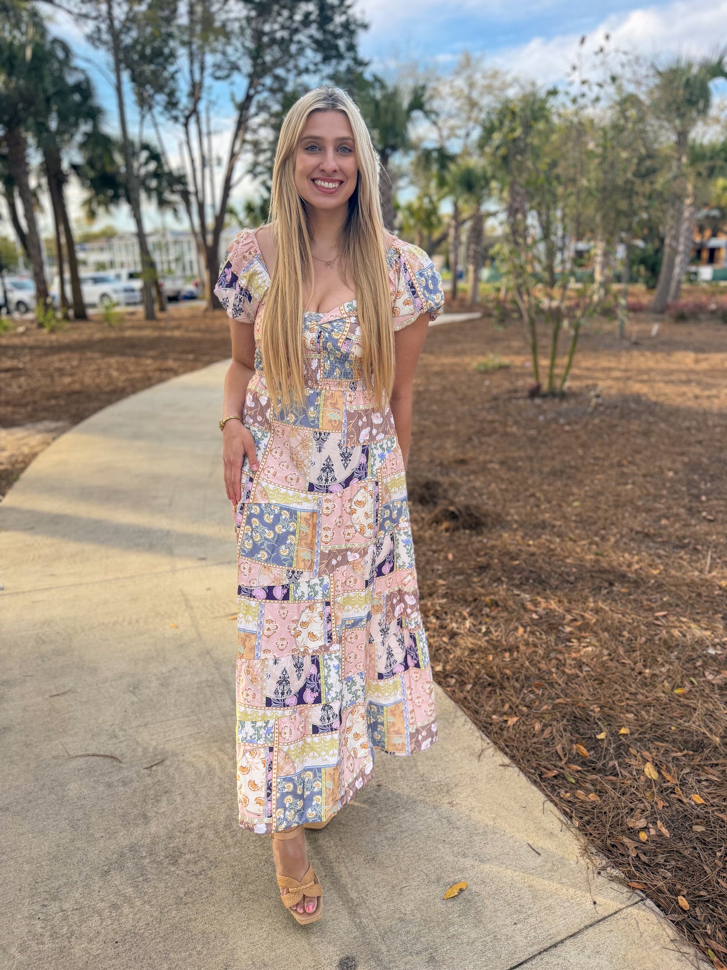 Vintage Bloom Midi Dress