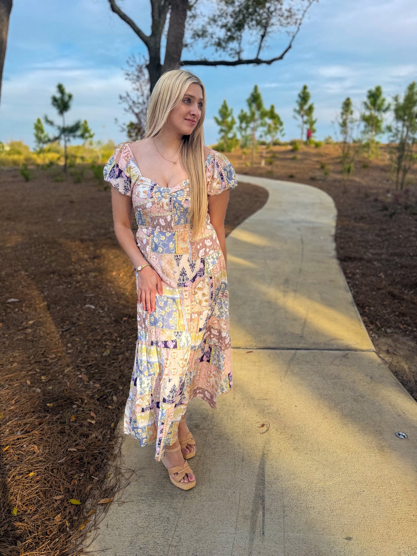 Vintage Bloom Midi Dress