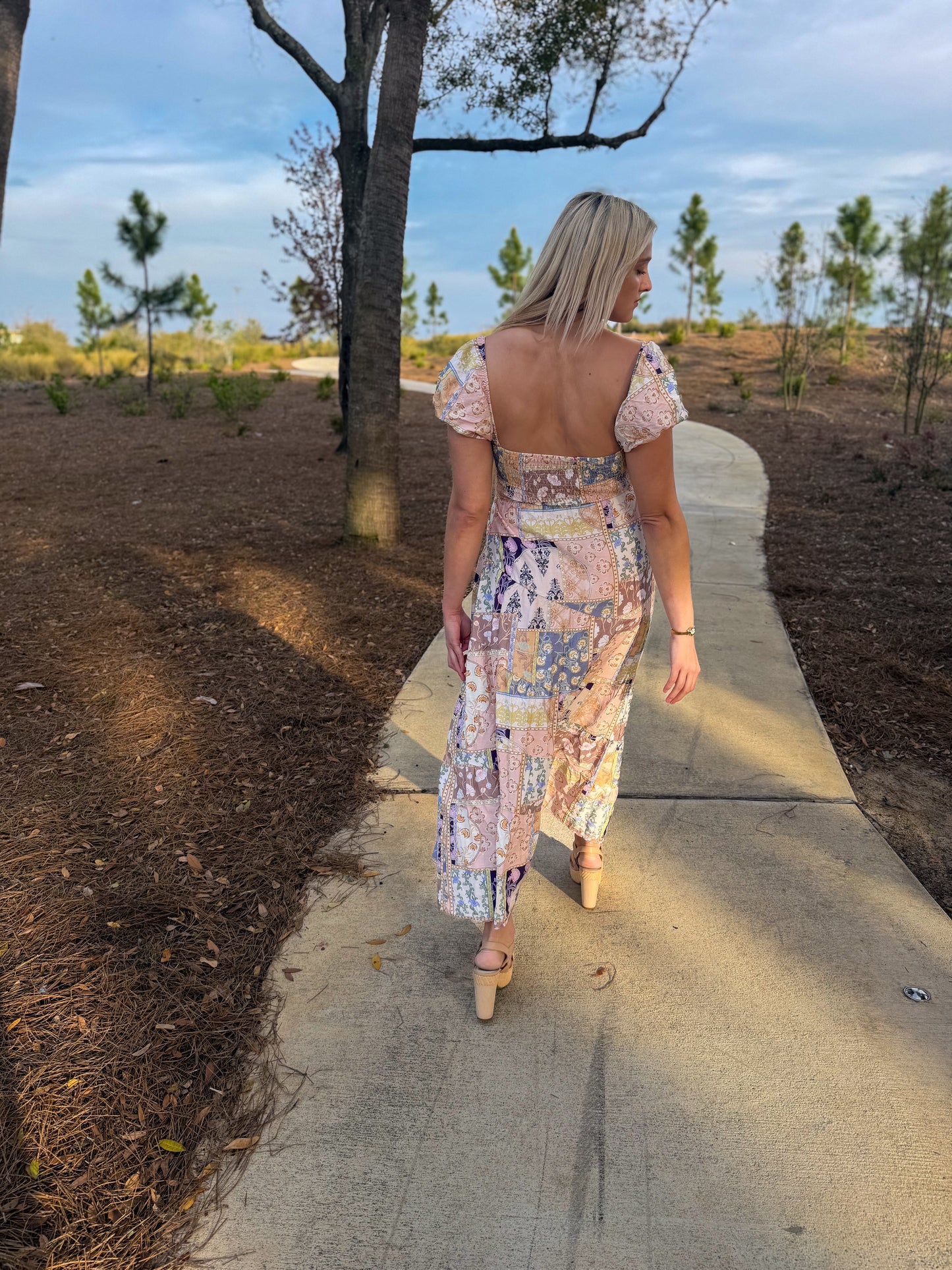 Vintage Bloom Midi Dress